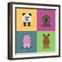 Cute Cartoon Animals-Nestor David Ramos Diaz-Framed Art Print