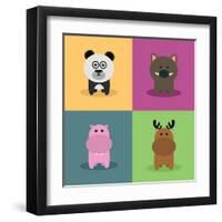 Cute Cartoon Animals-Nestor David Ramos Diaz-Framed Art Print