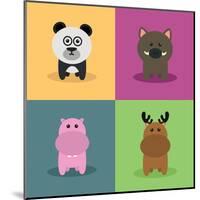 Cute Cartoon Animals-Nestor David Ramos Diaz-Mounted Art Print