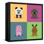 Cute Cartoon Animals-Nestor David Ramos Diaz-Framed Stretched Canvas