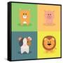 Cute Cartoon Animals-Nestor David Ramos Diaz-Framed Stretched Canvas