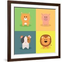 Cute Cartoon Animals-Nestor David Ramos Diaz-Framed Art Print