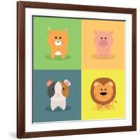 Cute Cartoon Animals-Nestor David Ramos Diaz-Framed Art Print