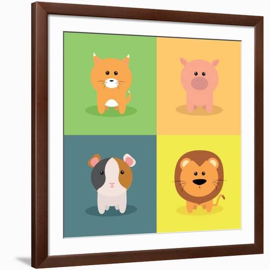 Cute Cartoon Animals-Nestor David Ramos Diaz-Framed Art Print