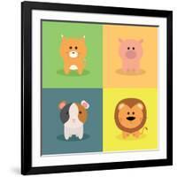 Cute Cartoon Animals-Nestor David Ramos Diaz-Framed Art Print