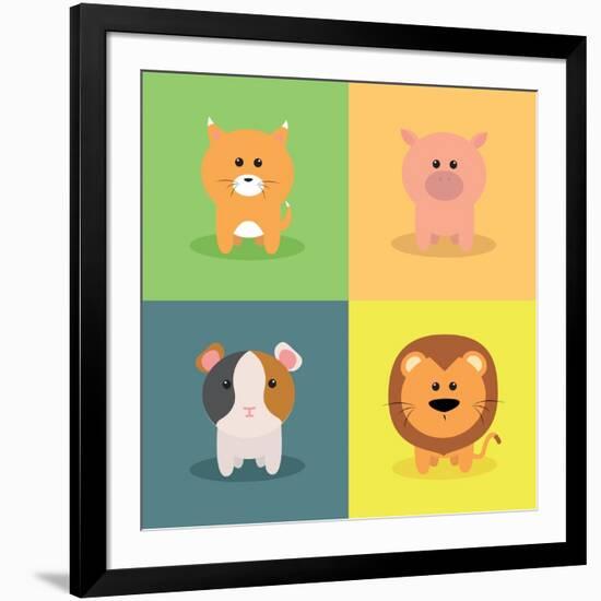 Cute Cartoon Animals-Nestor David Ramos Diaz-Framed Art Print