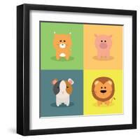 Cute Cartoon Animals-Nestor David Ramos Diaz-Framed Art Print