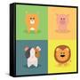 Cute Cartoon Animals-Nestor David Ramos Diaz-Framed Stretched Canvas