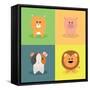 Cute Cartoon Animals-Nestor David Ramos Diaz-Framed Stretched Canvas