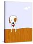 Cute Cartoon Dog on a Wooden Fence, for Vector Version See My Portfolio.-zsooofija-Stretched Canvas