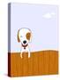 Cute Cartoon Dog on a Wooden Fence, for Vector Version See My Portfolio.-zsooofija-Stretched Canvas