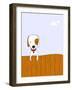 Cute Cartoon Dog on a Wooden Fence, for Vector Version See My Portfolio.-zsooofija-Framed Art Print