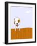 Cute Cartoon Dog on a Wooden Fence, for Vector Version See My Portfolio.-zsooofija-Framed Art Print