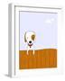 Cute Cartoon Dog on a Wooden Fence, for Vector Version See My Portfolio.-zsooofija-Framed Art Print