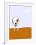 Cute Cartoon Dog on a Wooden Fence, for Vector Version See My Portfolio.-zsooofija-Framed Art Print