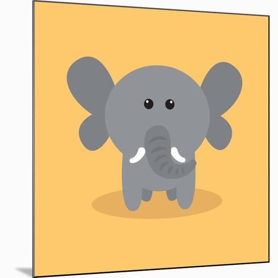 Cute Cartoon Elephant-Nestor David Ramos Diaz-Mounted Art Print