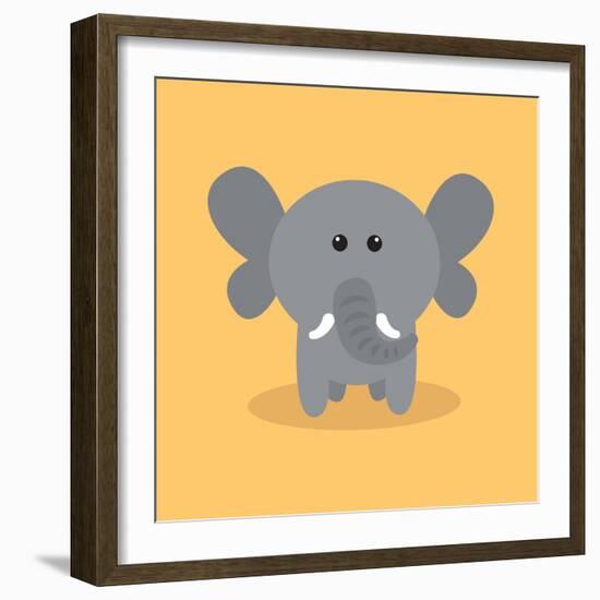 Cute Cartoon Elephant-Nestor David Ramos Diaz-Framed Art Print