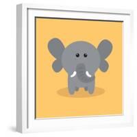 Cute Cartoon Elephant-Nestor David Ramos Diaz-Framed Art Print