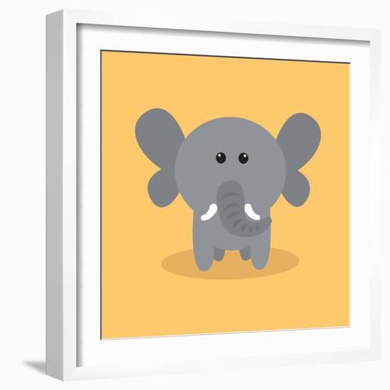 Cute Cartoon Elephant-Nestor David Ramos Diaz-Framed Art Print