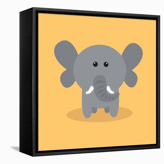 Cute Cartoon Elephant-Nestor David Ramos Diaz-Framed Stretched Canvas