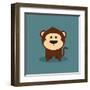Cute Cartoon Monkey-Nestor David Ramos Diaz-Framed Art Print