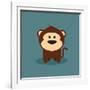 Cute Cartoon Monkey-Nestor David Ramos Diaz-Framed Art Print