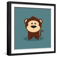 Cute Cartoon Monkey-Nestor David Ramos Diaz-Framed Art Print