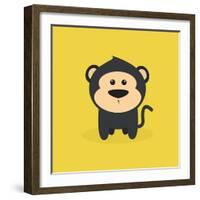 Cute Cartoon Monkey-Nestor David Ramos Diaz-Framed Art Print