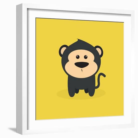 Cute Cartoon Monkey-Nestor David Ramos Diaz-Framed Art Print