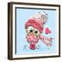 Cute Cartoon Owl in a Hat and Scarf-Reginast777-Framed Art Print