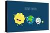 Cute Cartoon Planet Earth, Sun, Moon and Star. Earth Day Background.-Serbinka-Stretched Canvas