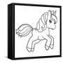 Cute Cartoon Unicorn Isolated on White Background. Vector Illustration for Coloring Books-null-Framed Stretched Canvas