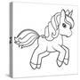 Cute Cartoon Unicorn Isolated on White Background. Vector Illustration for Coloring Books-null-Stretched Canvas