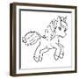 Cute Cartoon Unicorn Isolated on White Background. Vector Illustration for Coloring Books-null-Framed Art Print