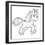 Cute Cartoon Unicorn Isolated on White Background. Vector Illustration for Coloring Books-null-Framed Art Print