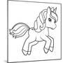 Cute Cartoon Unicorn Isolated on White Background. Vector Illustration for Coloring Books-null-Mounted Art Print