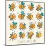 Cute Cartoon Vector Set in Bright Colors. Funny Bees in Vector. Childish Set with Cute Insects-smilewithjul-Mounted Art Print