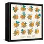 Cute Cartoon Vector Set in Bright Colors. Funny Bees in Vector. Childish Set with Cute Insects-smilewithjul-Framed Stretched Canvas