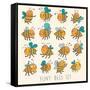 Cute Cartoon Vector Set in Bright Colors. Funny Bees in Vector. Childish Set with Cute Insects-smilewithjul-Framed Stretched Canvas