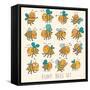 Cute Cartoon Vector Set in Bright Colors. Funny Bees in Vector. Childish Set with Cute Insects-smilewithjul-Framed Stretched Canvas