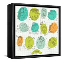 Cute Cartoon Zodiac Set in Vector-smilewithjul-Framed Stretched Canvas