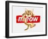 Cute Cat Hanging on Meow Sticker Illustration-null-Framed Art Print