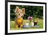 Cute Chihuahua Dog At The Picnic In Summer Garden-vitalytitov-Framed Photographic Print