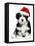 Cute Christmas Havanese Puppy Dog with a Santa Hat-mdorottya-Framed Stretched Canvas