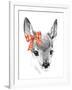 Cute Deer. Pencil Sketch of Fawn. Animal Illustration. T-Shirt Design.-Faenkova Elena-Framed Art Print