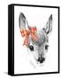 Cute Deer. Pencil Sketch of Fawn. Animal Illustration. T-Shirt Design.-Faenkova Elena-Framed Stretched Canvas