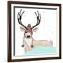 Cute Deer With Hat Winter Background-cherry blossom girl-Framed Premium Giclee Print