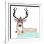 Cute Deer With Hat Winter Background-cherry blossom girl-Framed Art Print