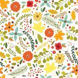 Beautiful Hand Drawn Seamless Vintage Pattern with Rustic Flowers and Leaves in Traditional Autumn-Cute Designs-Art Print