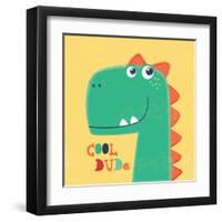 Cute Dinosaur Head Drawing for Baby Fashion-MKE design-Framed Art Print